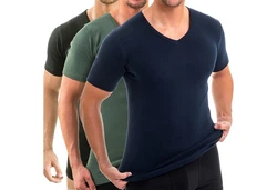 HERMKO Unterziehshirt 3er Pack V-Neck Business Shirt (4880) 4880