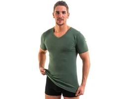 HERMKO Unterziehshirt 3er Pack V-Neck Business Shirt (4880) Dunkelgrün/Grün