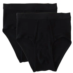 HERMKO Slip 3248 2er Pack Herren Slip mit Eingriff Schwarz/Braun