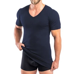 Unterziehshirt 488710 Extralanges Herren kurzarm Shirt +6 cm V-Neck mit Bundabschluss