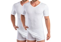 HERMKO Unterziehshirt 488710 2er Pack V-Neck Herren Kurzarm Shirt 488710