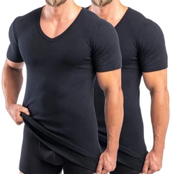 HERMKO Unterziehshirt 488710 2er Pack V-Neck Herren Kurzarm Shirt 488710