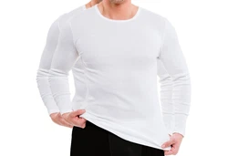 HERMKO Unterziehshirt 3640 Herren Langarmshirt Weiß/Creme