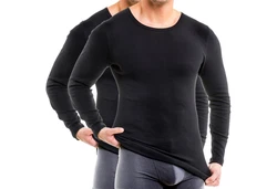 HERMKO Unterziehshirt 3640 Herren Langarmshirt Schwarz