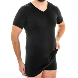 Unterziehshirt 164887 Extralanges Herren Unterhemd V-Ausschnitt aus Baumwolle/Modal
