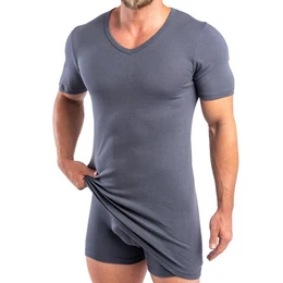 Unterziehshirt 164887 2er Pack Extralanges Herren Shirt mit V-Ausschnitt mit Modal