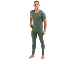 HERMKO Herren Lange Unterhose 3er Pack mit Eingriff (3540) Dunkelgrün/Grün/Khaki