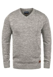 Blend Herren Strickpullover V-Ausschnitt Dansel Grau/Hellgrau/Dunkelgrau
