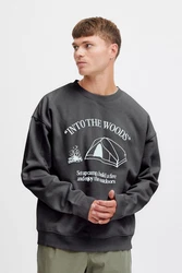 Solid Sweatshirt SDHamad Schwarz/Braun/Türkis