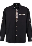 OS-Trachten Trachtenhemd Glexor Langarmhemd Dunkelblau/Schwarz/Beige