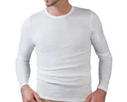 HERMKO Unterziehshirt Herren langarm 3640 Creme/Weiß/Grau