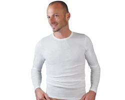 HERMKO Unterziehshirt Herren langarm 3640 Creme/Weiß/Grau