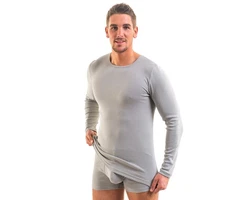 HERMKO Unterziehshirt Herren langarm 3640 Grau/Hellgrau/Khaki