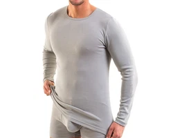 HERMKO Unterziehshirt Herren langarm 3640 Grau/Hellgrau/Khaki