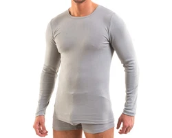 HERMKO Unterziehshirt Herren langarm 3640 Grau/Hellgrau/Khaki