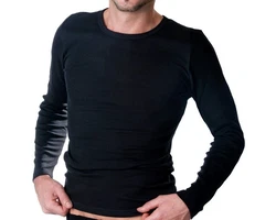 HERMKO Unterziehshirt Herren langarm 3640 Schwarz