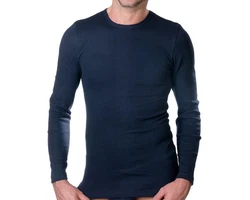 HERMKO Unterziehshirt Herren langarm 3640 Dunkelblau/Blau