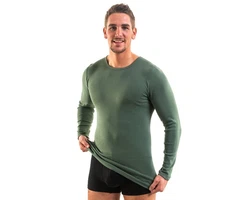 HERMKO Unterziehshirt Herren langarm 3640 Dunkelgrün/Grün