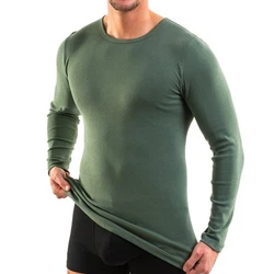 HERMKO Unterziehshirt Herren langarm 3640 Dunkelgrün/Grün
