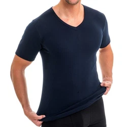 HERMKO Unterziehshirt 4880 Herren V-Ausschnitt Business Unterhemd Dunkelblau