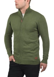 Blend Norman Herren Strickjacke Cardigan Feinstrick mit Stehkragen und Reißverschluss (70155) Dunkelgrün/Grün