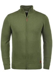 Blend Norman Herren Strickjacke Cardigan Feinstrick mit Stehkragen und Reißverschluss (70155) Dunkelgrün/Grün