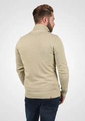 Blend Robin Herren Strickpullover Troyer Mit Stehkragen Und Reißverschluss (70815) Khaki/Beige/Braun