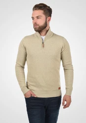 Blend Robin Herren Strickpullover Troyer Mit Stehkragen Und Reißverschluss (70815) Khaki/Beige/Braun
