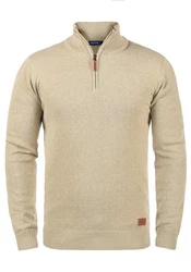 Blend Robin Herren Strickpullover Troyer Mit Stehkragen Und Reißverschluss (70815) Khaki/Beige/Braun