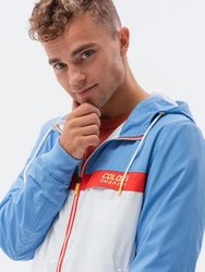 OMBRE Steppjacke Windjacke mit Kapuze (C438) blau (C438)