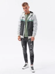 OMBRE Steppjacke Windjacke mit Kapuze (C438) graphit (C438)