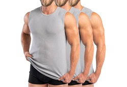 HERMKO Achseltop 3040 Herren Tank Top Unterhemd Grau/Hellgrau