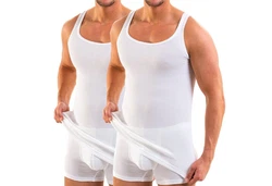 HERMKO Unterhemd 3018 2er Pack Herren Unterhemd Creme/Weiß