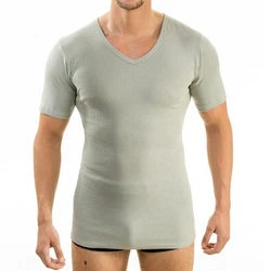 HERMKO Unterziehshirt 4880 Herren V-Ausschnitt Business Unterhemd Khaki/Dunkelgrün/Hellgrün/Grün