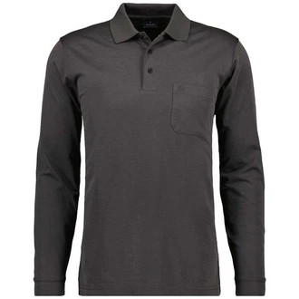 RAGMAN Langarm-Poloshirt Dunkelgrau/Grau/Khaki/Hellgrau