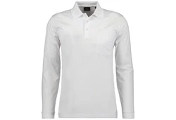 RAGMAN Langarm-Poloshirt Weiß/Grau/Creme