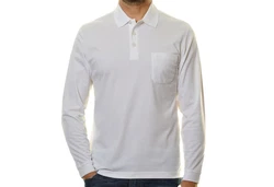 RAGMAN Langarm-Poloshirt Weiß/Grau/Creme
