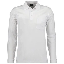 RAGMAN Langarm-Poloshirt Weiß/Grau/Creme