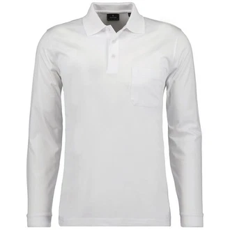 RAGMAN Langarm-Poloshirt Weiß/Grau/Creme