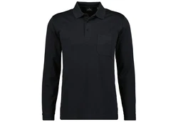 RAGMAN Langarm-Poloshirt Dunkelblau/Schwarz
