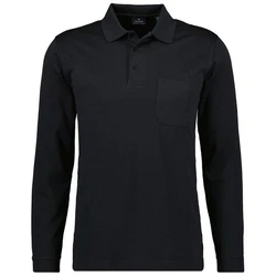 RAGMAN Langarm-Poloshirt Dunkelblau/Schwarz
