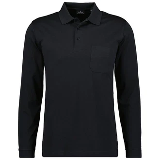 RAGMAN Langarm-Poloshirt Dunkelblau/Schwarz