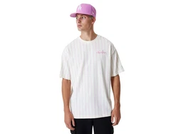 New Era T-Shirt Pinstripe Weiß/Rosa/Beige