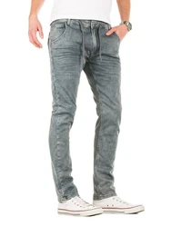 WOTEGA Herren Sweathose in Jeansoptik Slim-Fit Joshua Grau/Blau/Hellgrau