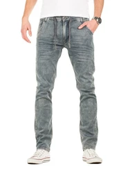 WOTEGA Herren Sweathose in Jeansoptik Slim-Fit Joshua Grau/Blau/Hellgrau