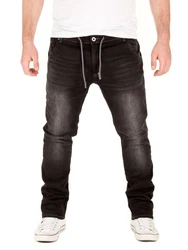WOTEGA Herren Sweathose in Jeansoptik Slim-Fit Joshua Schwarz/Dunkelbraun/Dunkelgrau