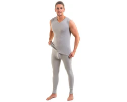 HERMKO Lange Unterhose mit Eingriff 3540 Herren Grau/Khaki/Hellgrau