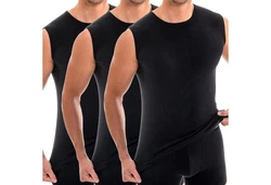 HERMKO Achseltop 3040 Herren Tank Top Unterhemd Schwarz/Dunkelblau