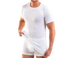 HERMKO Unterziehshirt 16800 Herren kurzarm Unterhemd Weiß/Creme