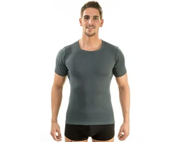 HERMKO Unterziehshirt 16800 Herren kurzarm Unterhemd Dunkelgrau/Grau/Dunkelgrün